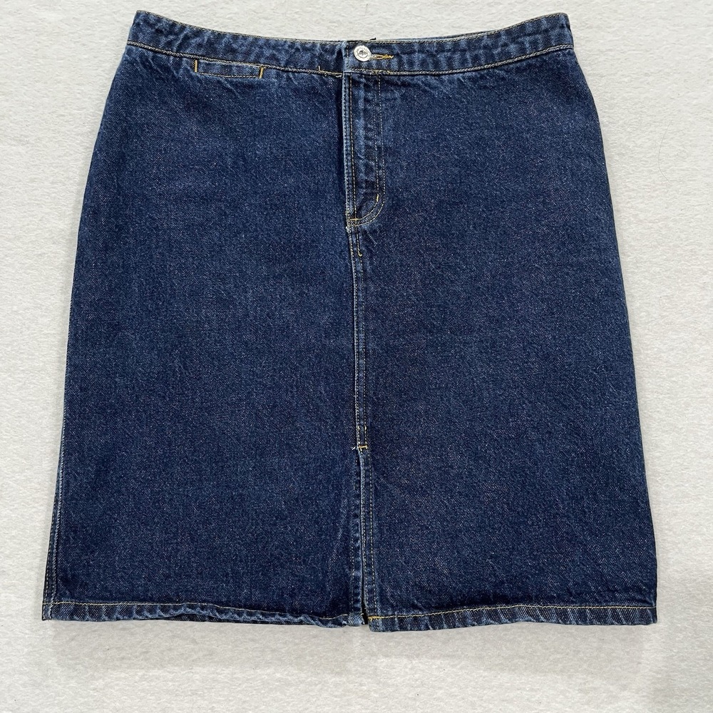 VTG 80s 90s Blaze Blackfire Denim Skirt Size 14 Dark Wash Modest